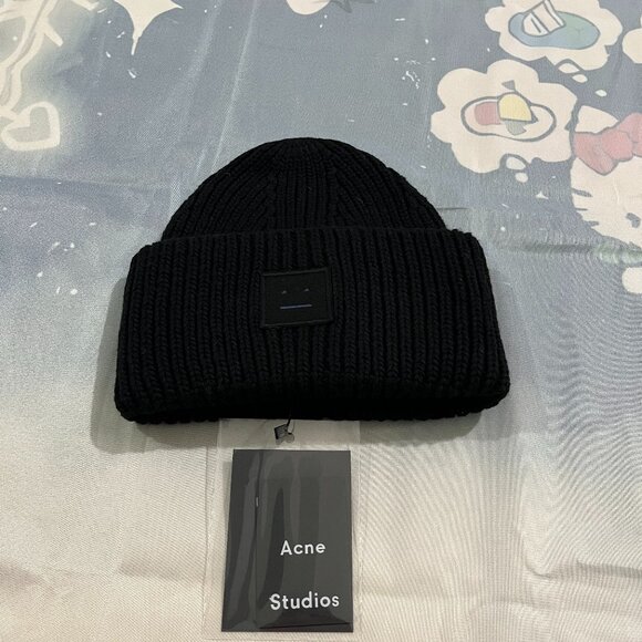 Acne Studios Black Knitted Beanie - Picture 1 of 6